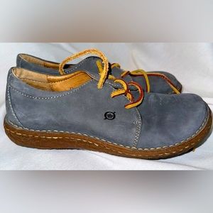 Born Brand Blue Suede Oxford Shoes Size 7.5